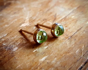 Peridot Earrings Womens Gift August Birthstone Earrings Peridot Stud Earrings 14K Gold Studs Peridot Studs Gold Peridot Jewelry Gift for Her
