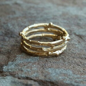 14K Gold Twig Ring, Gold Stacking Rings, Gold Stacking Ring Set, Stackable Rings for Women, Unique Gold Ring, Twig Wedding Band, Womens Gift