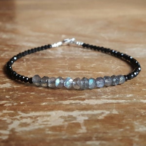 Labradorite Bracelet for Women Black Spinel Bracelet Bead Beaded Bracelets for Women Labradorite Jewelry Womens Gift Gifts for Girlfriend