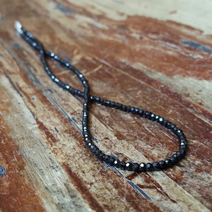 Black Spinel Necklace Beaded Necklaces Chain 20 inch Gemstone Necklaces Womens Gift for Women Gifts for Her Gift Ideas Boho Wife Girlfriend