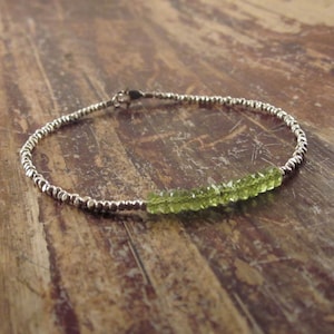 Peridot Bracelet, Heart Chakra Bracelet, August Birthstone Bracelet, Beaded Bracelets, Gemstone Bracelet, Hill Tribe Silver Peridot Jewelry