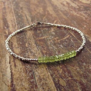 Peridot Bracelet, Heart Chakra Bracelet, August Birthstone Bracelet, Beaded Bracelets, Gemstone Bracelet, Hill Tribe Silver Peridot Jewelry image 3