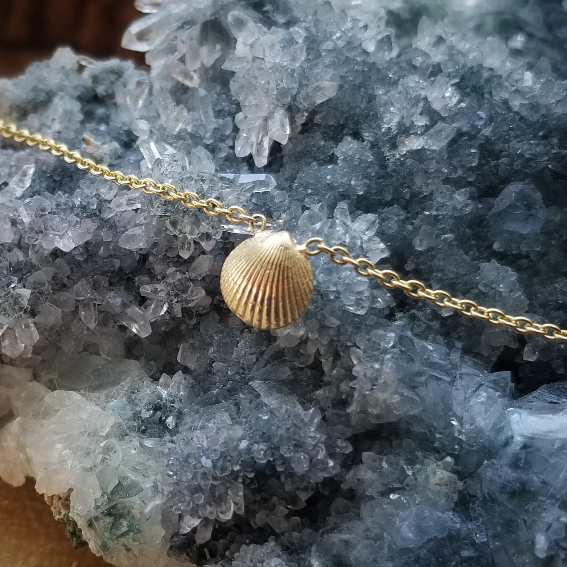 14K Gold Anklet Seashell Ankle Bracelet 14K Gold Chain Anklet