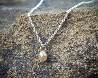 Diamond Necklace April Birthstone Necklace Womens Gift for Women Raw Diamond Necklaces Silver Rough Diamond Jewelry Natural Diamond Pendant