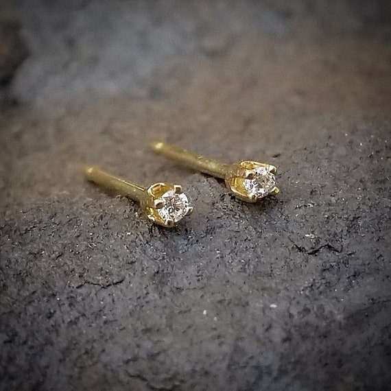 Tiny Diamond Studs Diamond Stud Earrings April Birthstone | Etsy