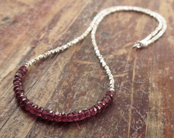 Garnet Necklace Garnet Beaded Necklaces Garnet January Birthstone Necklace Womens Gift Garnet Jewelry Beaded Necklace Garnet Necklaces Women