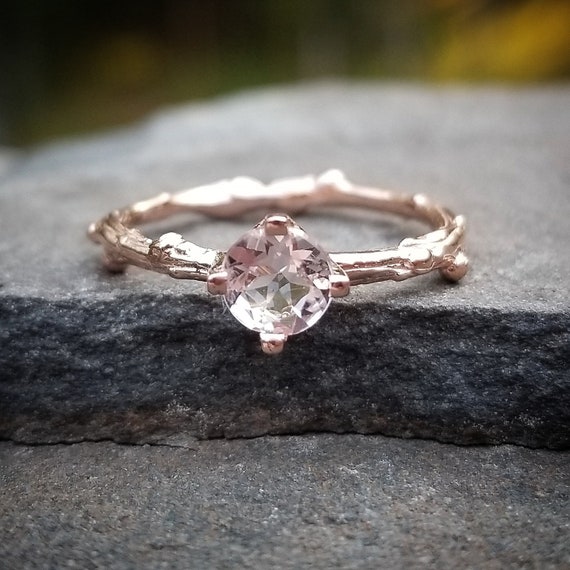 Morganite Engagement Ring Rose Gold Solitaire Morganite Ring