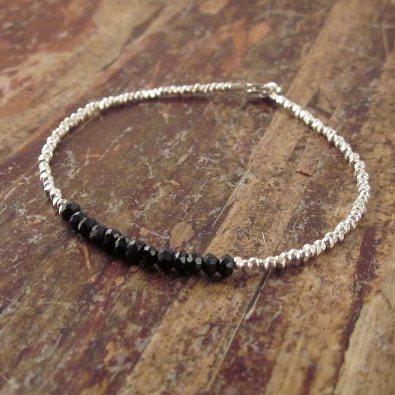 Black Spinel Bracelet Black Beaded Bracelets for Women Black Etsy