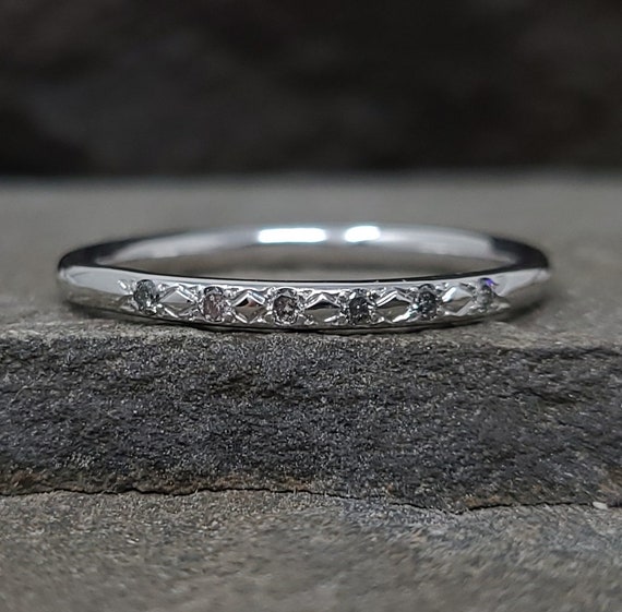 Grey diamond wedding on sale band
