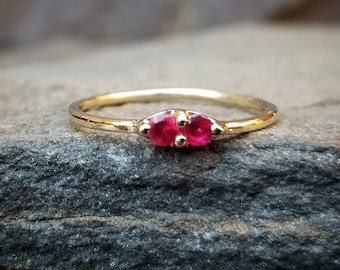 Genuine Ruby Ring, July Birthstone Ring, 14K Gold Ruby Birthstone Jewelry, Gift for Her, Gold Stacking Ring, Stackable Ruby Rings for Women