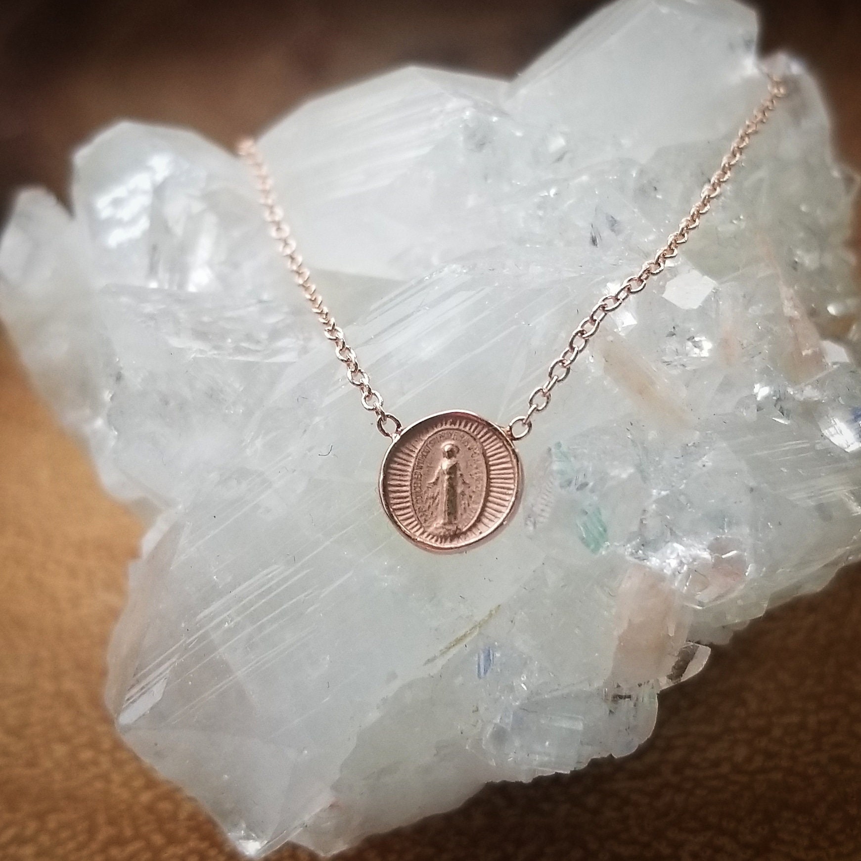 Rose gold miraculous shop medal necklace