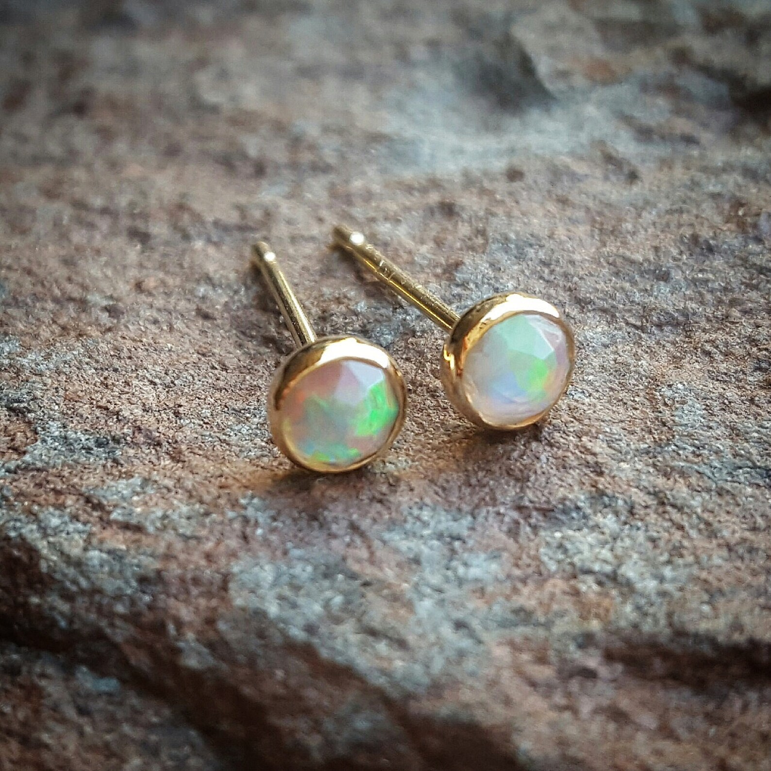 Fire Opal Earrings Opal Stud Earrings Opal Studs October Etsy