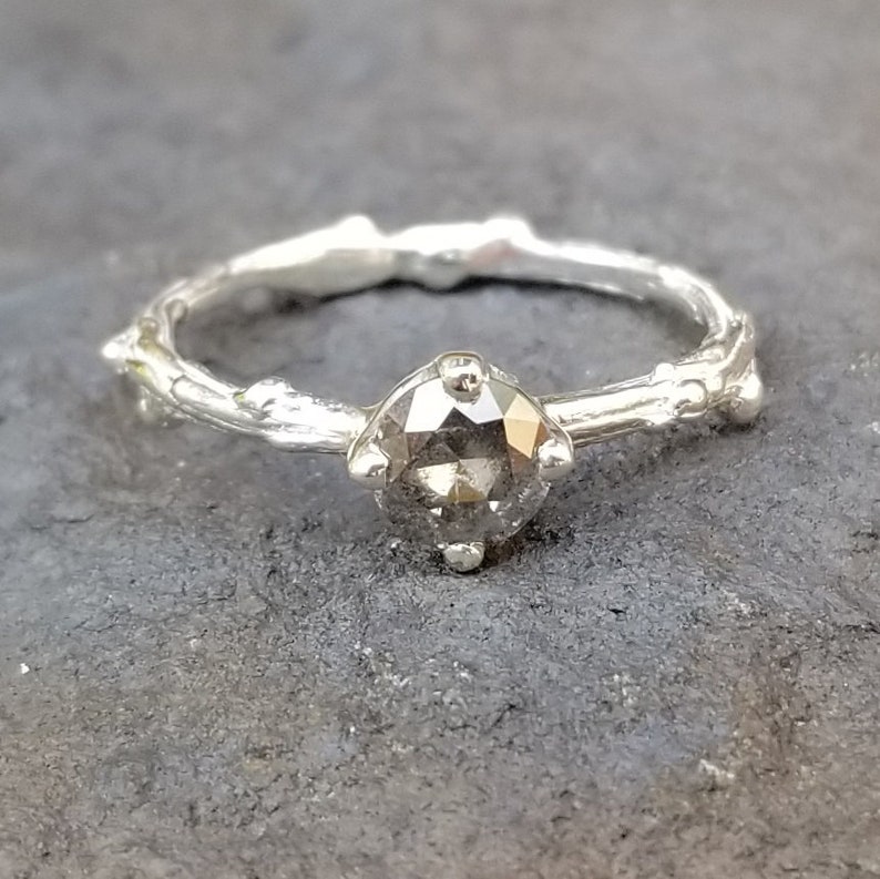 Salt Pepper Diamond Engagement Ring Platinum Galaxy Diamond Etsy