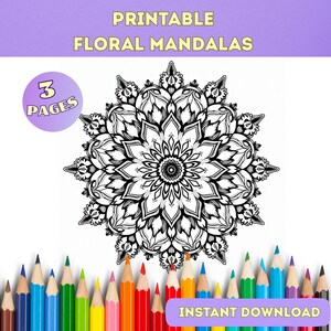 Mini Mandala Set | 3 Printable Coloring Pages for Relaxation, Mindfulness & Creativity | Instant Download