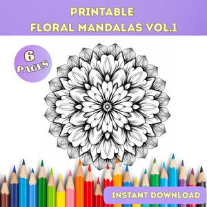 Mandala Coloring Pages | 6 Printable PDF Designs | Adult Coloring for Stress Relief, Relaxation & Mindfulness