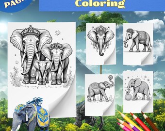 Elephant Mandala Coloring Pages: 50 Designs for Teens & Adults, Printable PDF