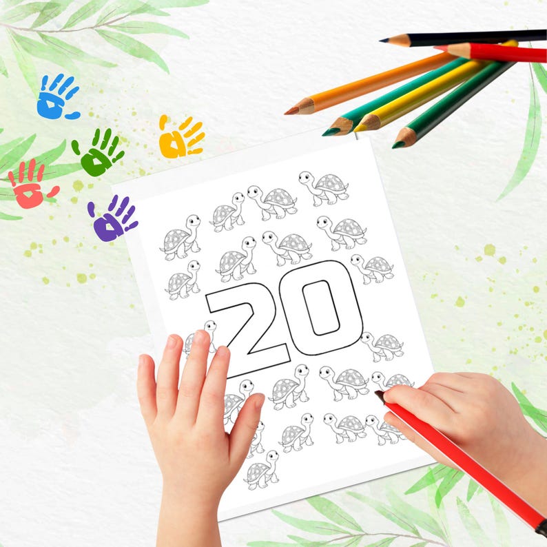 Number Coloring Pages 1-20 Printable for Preschool | 20 Worksheets PDF ...