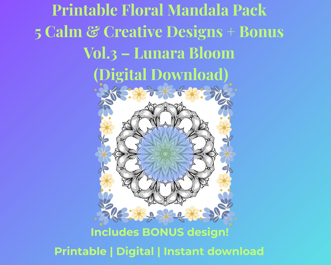 6 Printable Mandala Coloring Pages for Adults – Instant Download PDF ...