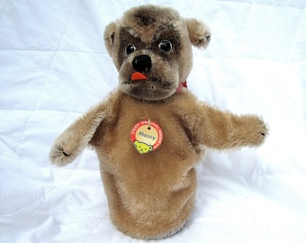 Steiff Mopsy Puppet, Mohair Pug Dog Hand Puppet