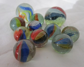 Lot of 5 Vintage Frosted Shooter  34  Matte Marbles  Toy  Game  Glass Marbles  Large Marbles  Decorative  Collectible