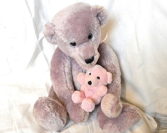 Vintage Artist Mohair Bear - 16" Lilac Teddy - Made by Fleetwood Bears