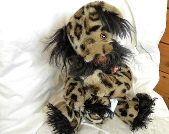 Artist Bear - 20" Bosky Bear Hamish from the 1990's  - Leopard skin Faux Fur