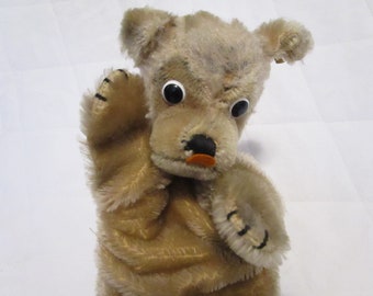 Steiff Mopsy Puppet, Mohair Pug Dog Hand Puppet