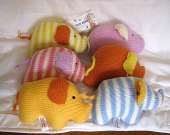 Baby Safe Hand Made Elephant, Knitted CE Marked Striped Jumbo for Babies and Children