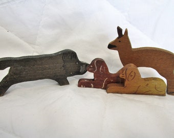 Vintage Wooden Miniature Farm Animals