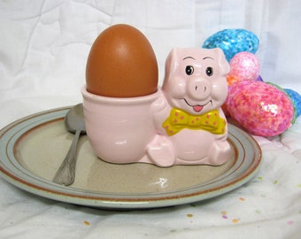 Pink Pig Vintage Egg Cup  - 1980's tableware for Children