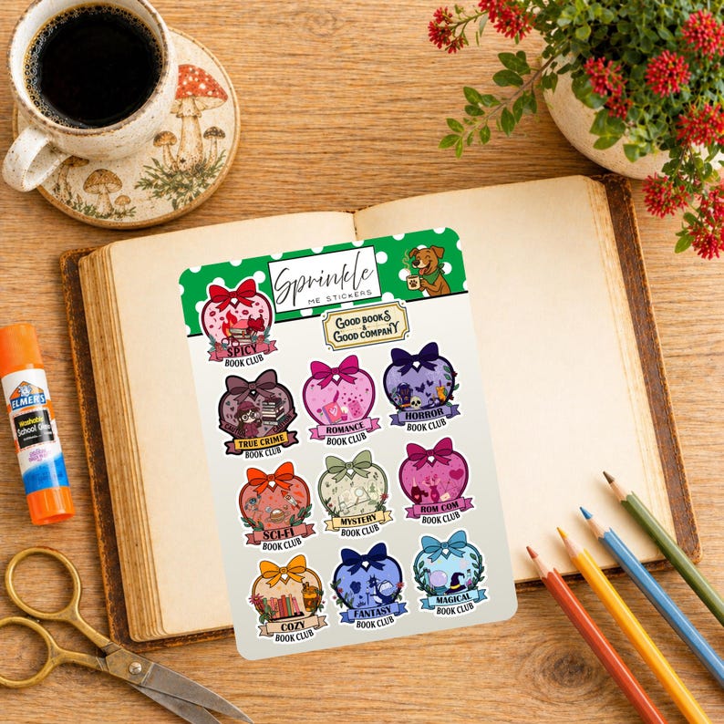 Book Club Sticker Sheet-perfect for Scrapbooking, Junk Journal & Paper ...