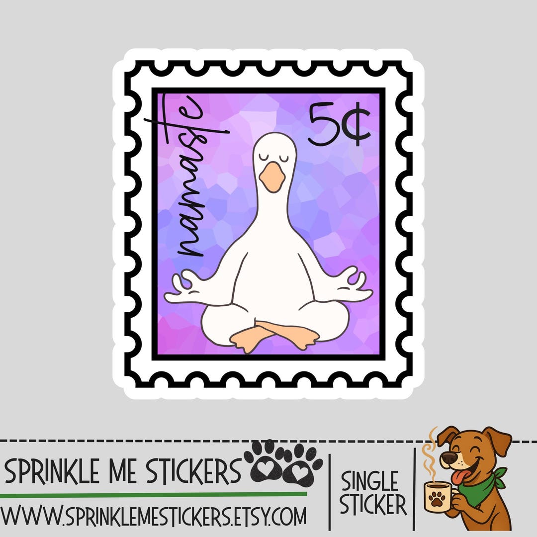 Postage Stamp Sticker-namaste Silly Goose Sticker-for Laptop, Calendar ...