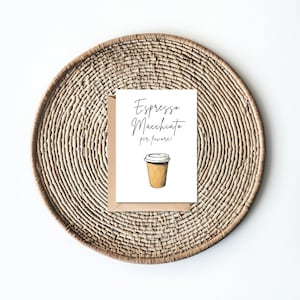 Espresso Macchiato Printable Postcard – Minimalist To-Go Cup Design – Digital Download – Funny Coffee  - Espresso Macchiator Per Favore
