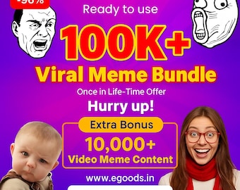 100K+ VIRAL MEME BUNDLE, Ready-to-Use Social Media Content (Digital Download)