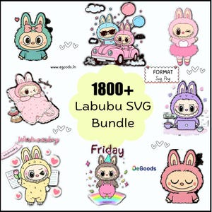 LUBUBU CLIPART Bundle: 1800+ Kawaii Cartoon Graphics, SVg, PNg Digital Download