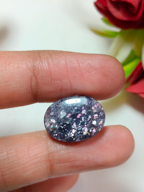 Bloodshot Iolite Sunstone Oval Cabochon, Sparkling Natural Gemstone for Jewelry Making