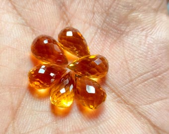 Cuentas de citrino natural en forma de lágrima, para joyería facetada (de 5 x 4 mm a 10 x 6 mm)
