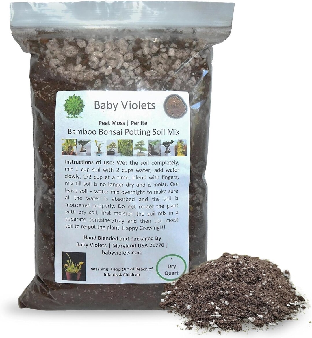 1qt 4 Dry Quarts Bamboo Bonsai Soil Container Gardening Mix Peat Moss