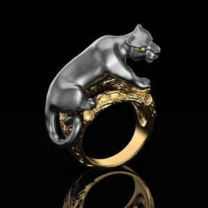 18K Yellow Gold Ring Panther Ring Jaguar Ring Tiger Ring Yellow Gold Ring Animal Ring Protection Ring Handmade Ring Gift ring Unisex ring.