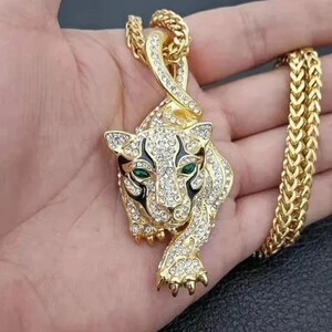 10k Gold Panther Necklace, Panther Jewelry, Black Panther Gifts, Spirit Animal Jewelry, Panther Pendant, Animal Necklace, Gift For Him.
