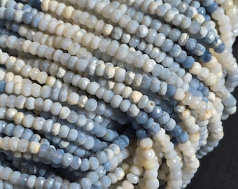 Owyhee (Oregon) blue opal faceted rondelle beads, 4-4.5 mm, 13 inches strand