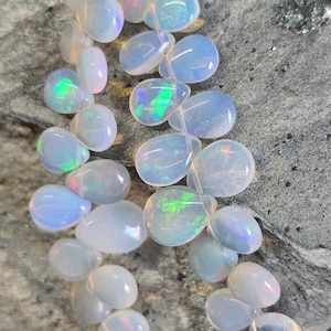 Ethiopian Opal Pear Shape Beads: Natural Mix Fire Opal Briolette