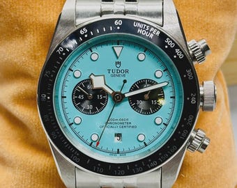 Vintage Tudor Chronograph Automatic Swiss Luxury Men’s Watch, Tiffney Blue