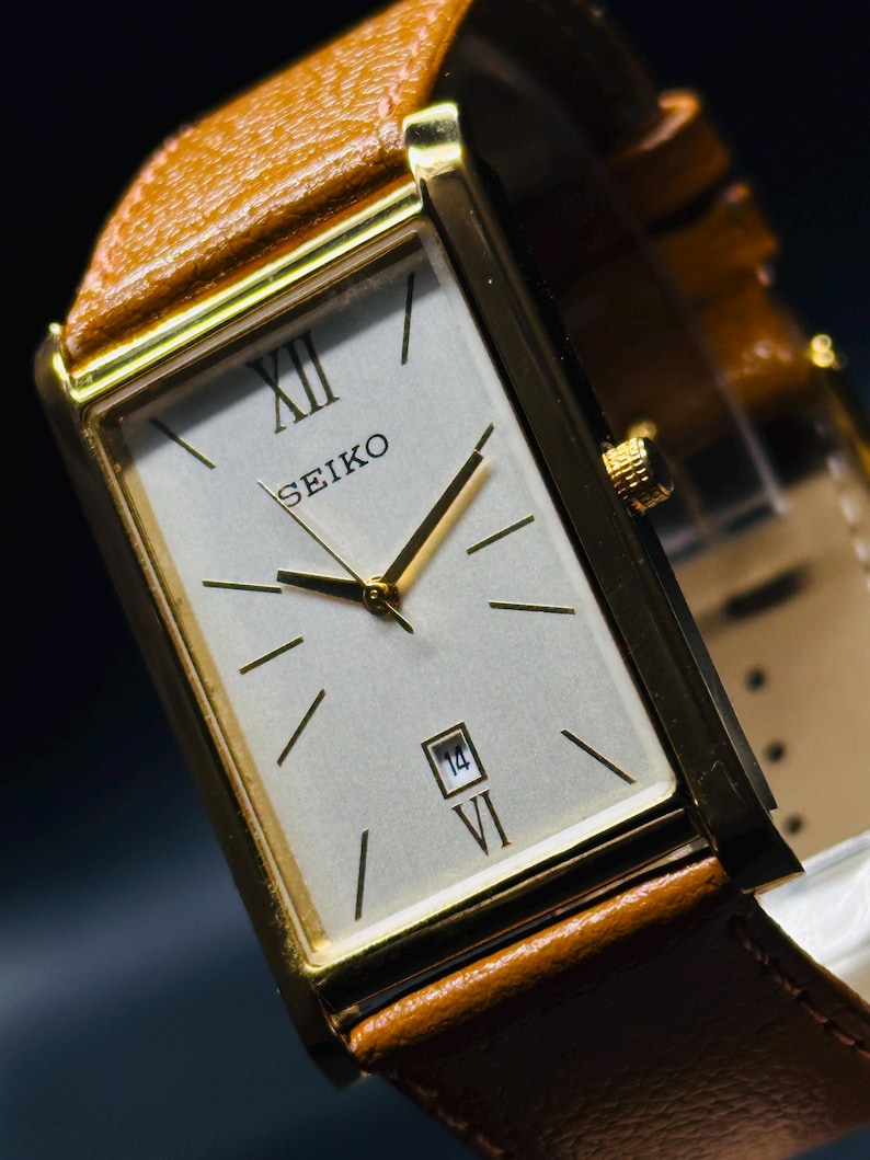 Vintage Seiko Rectangular Silver Dial Watch: Slim Japanese Timepiece - Etsy
