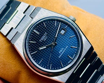 Vintage Tissot PRX Automatic Powermatic 80  Blue Dial Men's Watch Stainless Steel Sapphire Crystal
