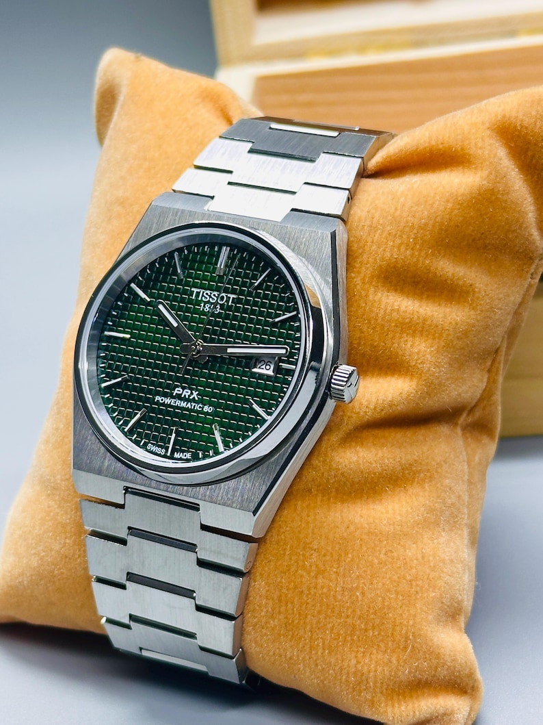 Vintage Tissot PRX Automatic Powermatic 80 Green Dial Men's Watch Stainless Steel Sapphire Crystal image 4
