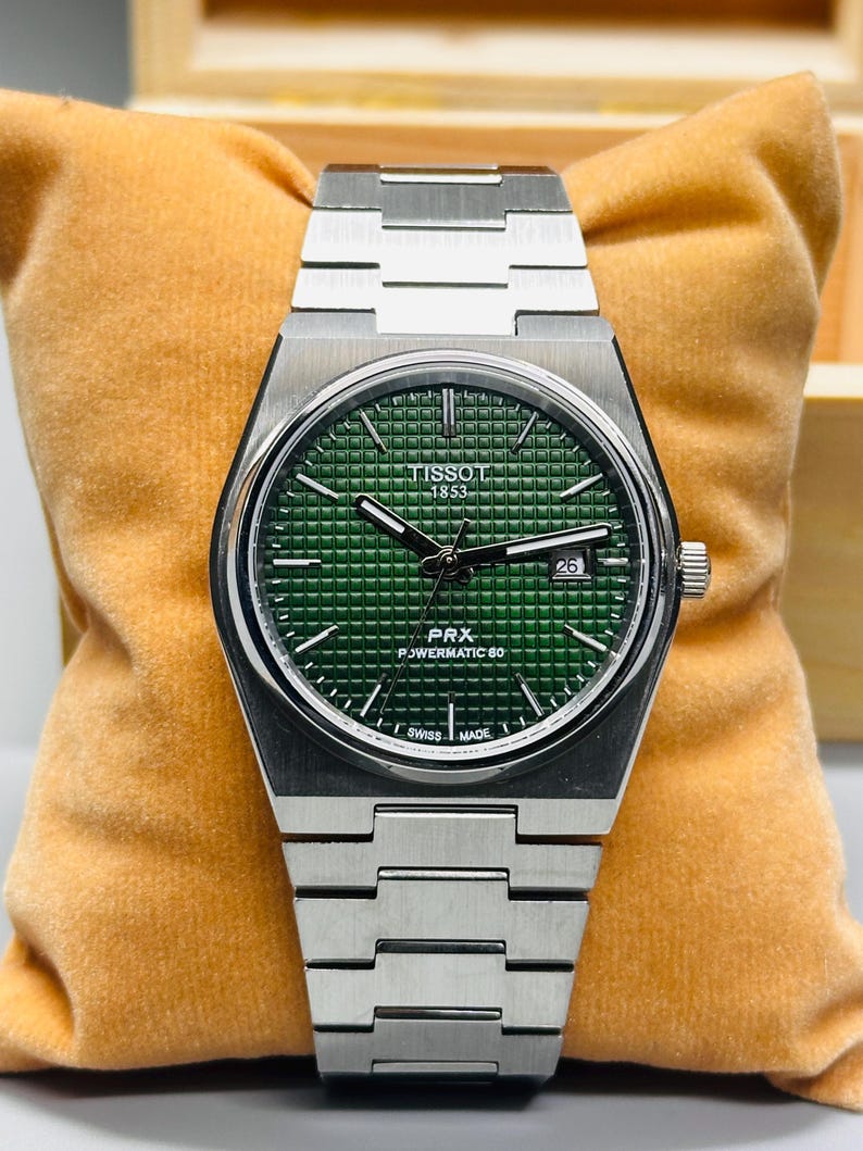 Vintage Tissot PRX Automatic Powermatic 80 Green Dial Men's Watch Stainless Steel Sapphire Crystal image 3