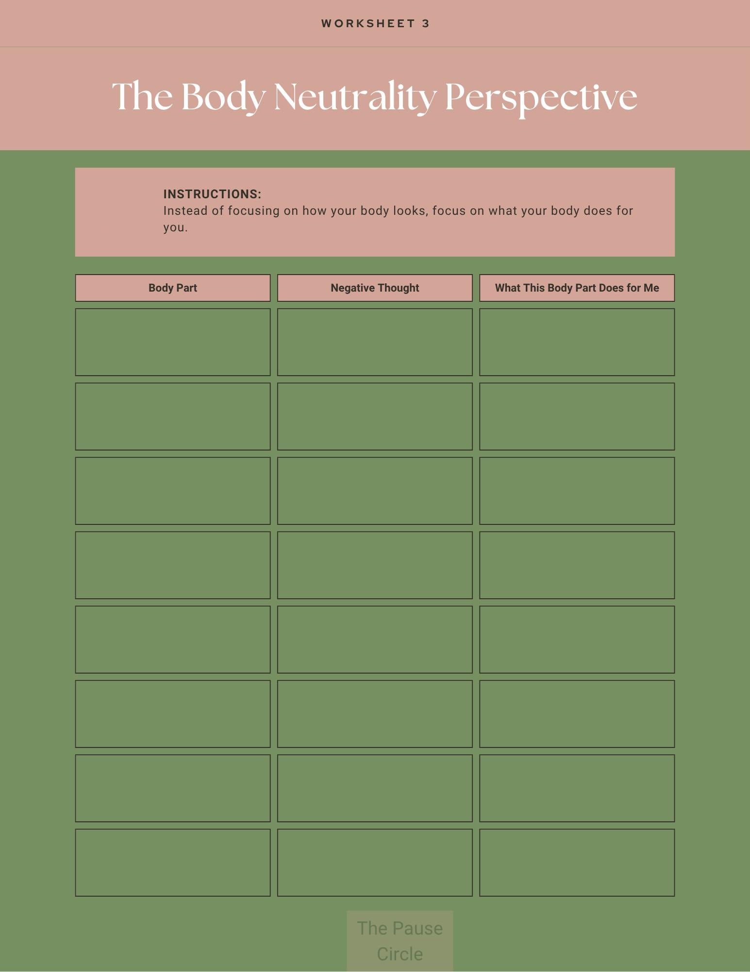 CBT Worksheets for Body Image. - Etsy Australia