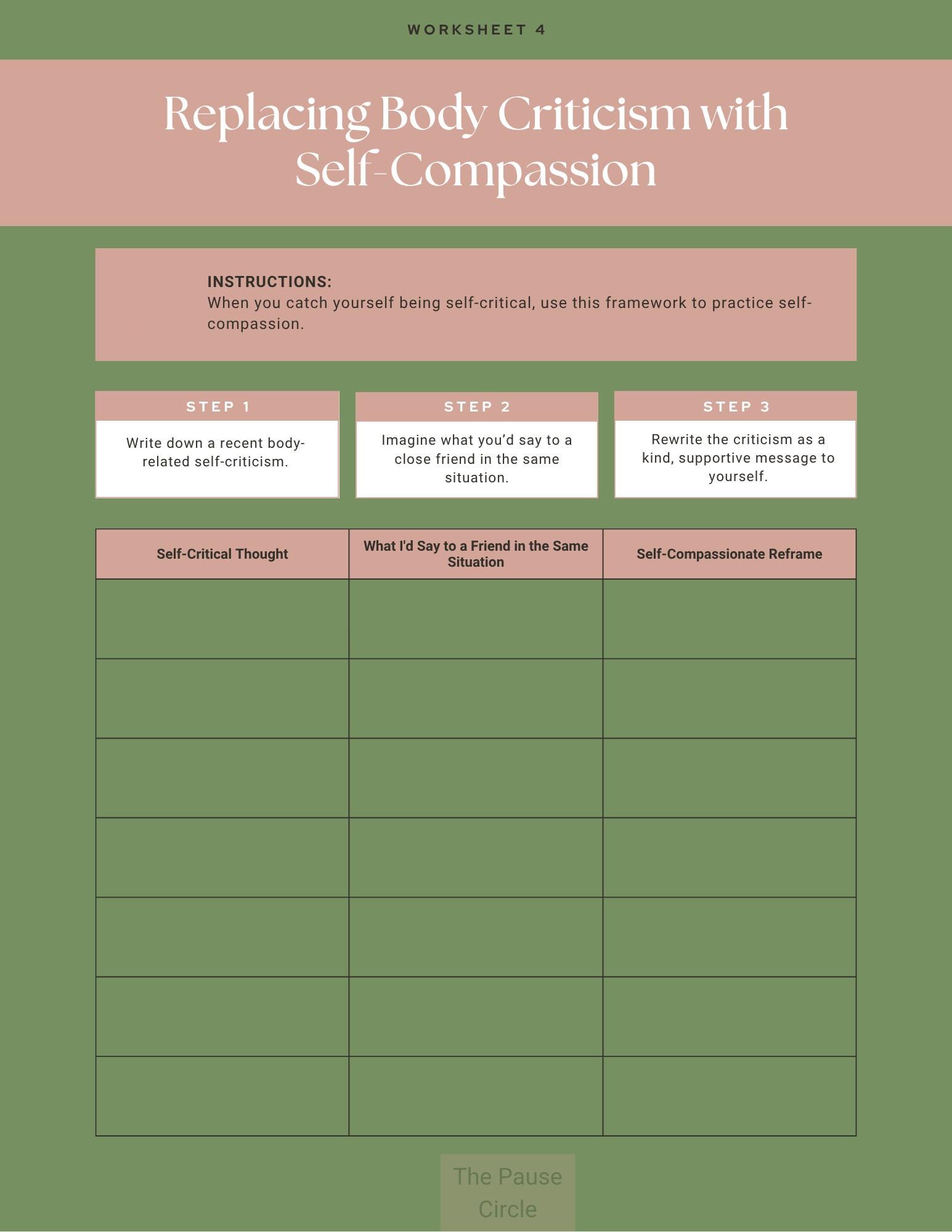 CBT Worksheets for Body Image. - Etsy Australia