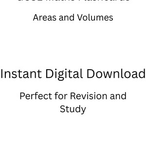GCSE Maths Flashcards | Areas and Volumes | Printable Study Revision Cards | Digital Download